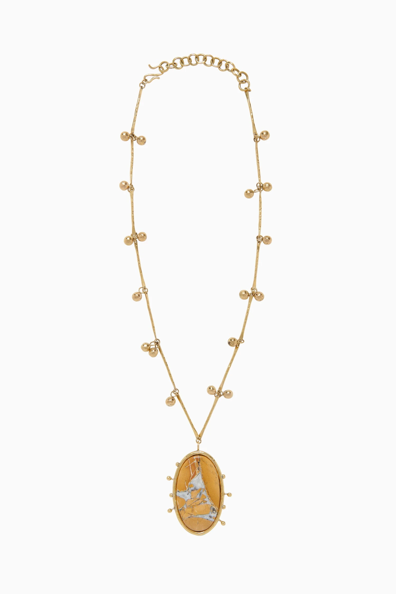 ULLA JOHNSON Hammered Chain Organic Stone Pendant - Maligano Jasper - Image 2