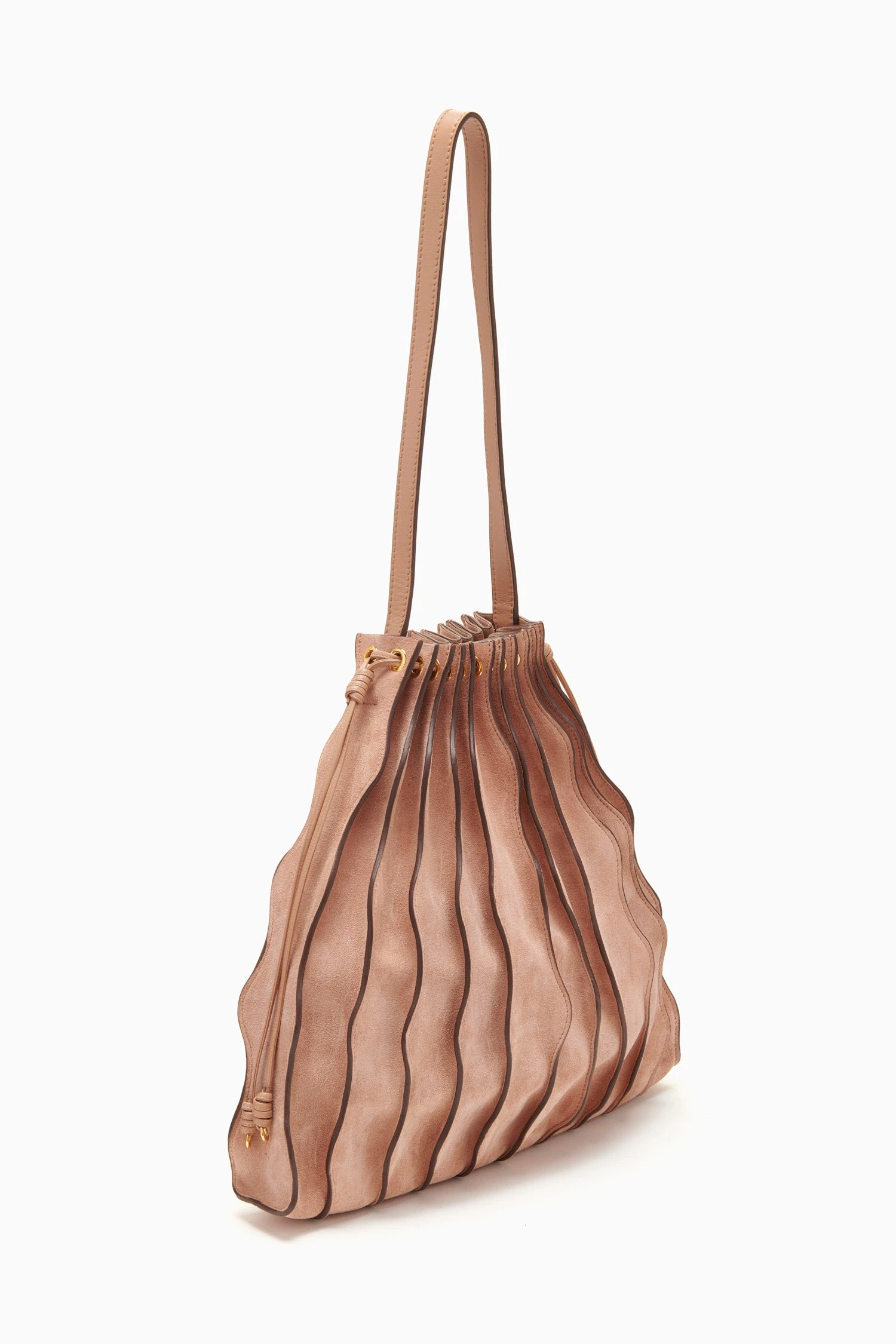 ULLA JOHNSON Adria Large Pleated Wave Bag - Blush - Image 3