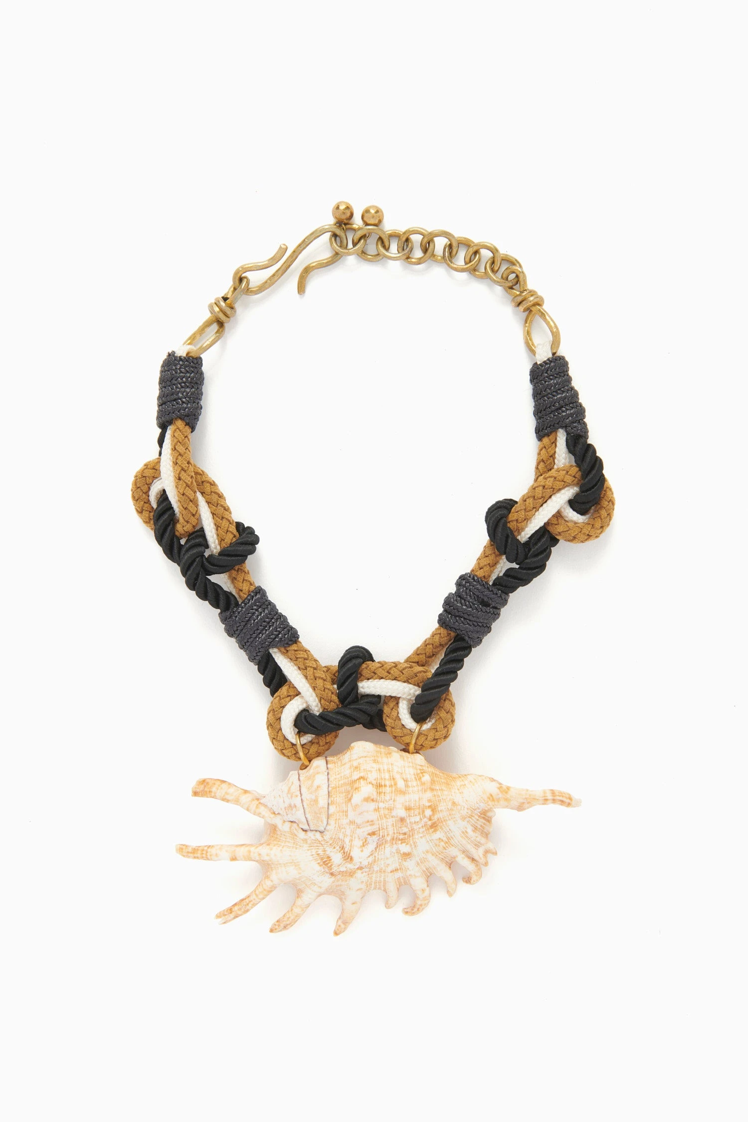 ULLA JOHNSON Hand Macrame Rope And Shell Necklace - Shell - Image 2