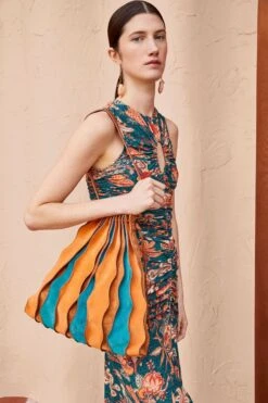 ULLA JOHNSON Adria Large Pleated Wave Bag - Montego Colorblock