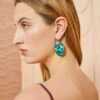 ULLA JOHNSON Hammered Chain Organic Stone Earring - Turquoise