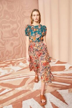 ULLA JOHNSON Ursa Skirt - Coral Bloom